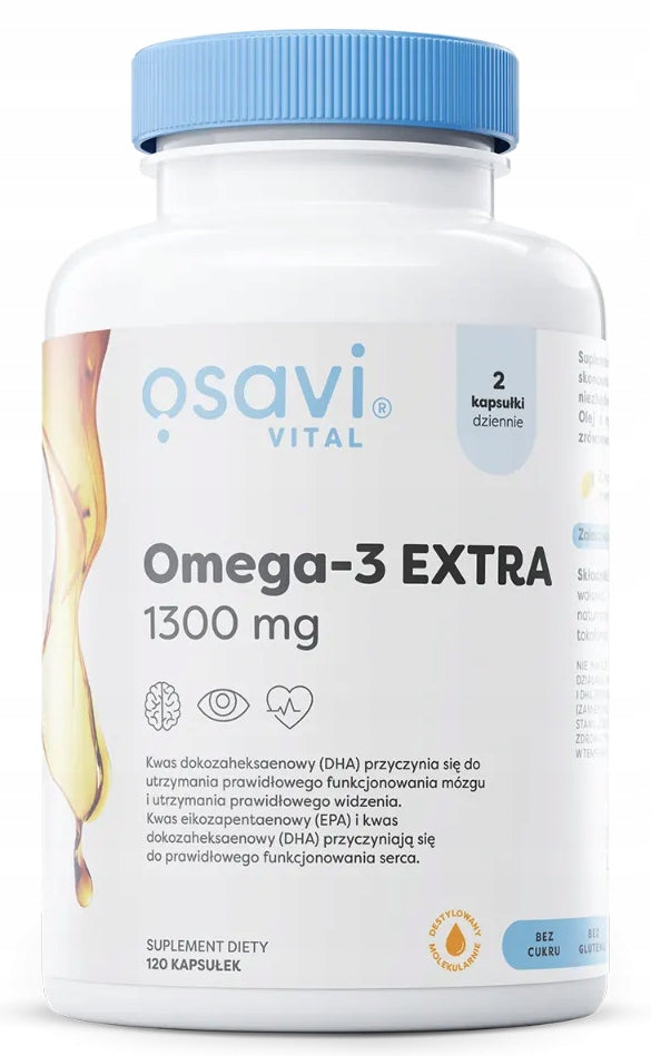 Osavi OMEGA-3 EXTRA VITA 1300mg LEMON flavour 120 Soft Capsules