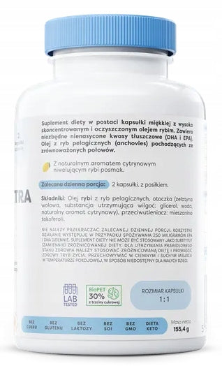 Osavi OMEGA-3 EXTRA VITA 1300mg LEMON flavour 180 Soft Capsules Expiration date not specified