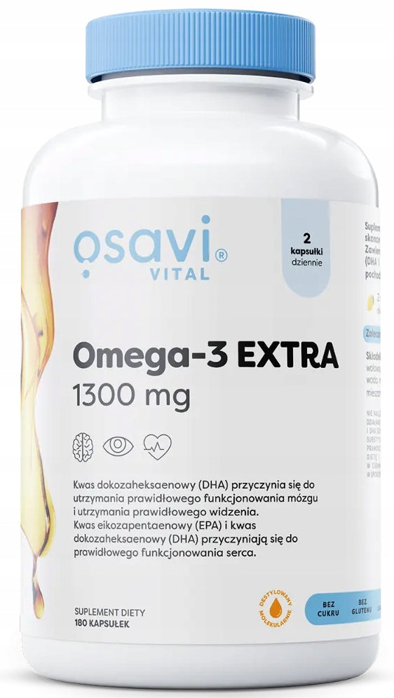 Osavi OMEGA-3 EXTRA VITA 1300mg LEMON flavour 180 Soft Capsules