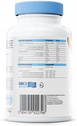 Osavi OMEGA-3 EXTRA VITA 1300mg LEMON flavour 60 Soft DHA EPA Capsules Packaging status original