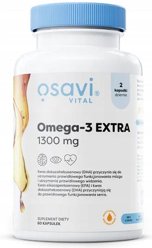 Osavi OMEGA-3 EXTRA VITA 1300mg LEMON flavour 60 Soft DHA EPA Capsules