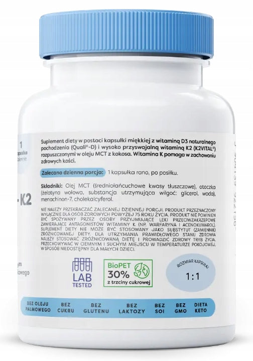 Osavi VITAMIN D3 + K2 4000IU + 150mcg 60 Soft Capsules IMMUNITY Expiration date not specified