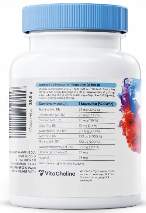 Osavi Vitamins Group B KOMPLEX B1 B2 B3 B5 B6 B12 CHOLINE INOSITOL 60vkaps Expiration date not specified