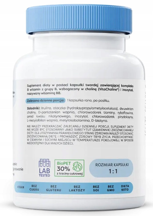 Osavi Vitamins Group B KOMPLEX B1 B2 B3 B5 B6 B12 CHOLINE INOSITOL 60vkaps Packaging status original
