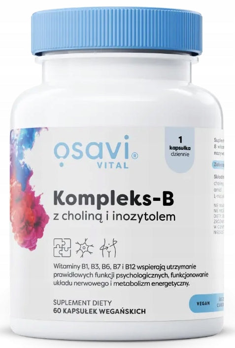 Osavi Vitamins Group B KOMPLEX B1 B2 B3 B5 B6 B12 CHOLINE INOSITOL 60vkaps
