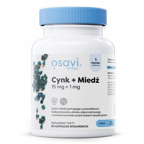 Osavi Zinc + Copper, 15mg + 1mg - 60 vegan caps