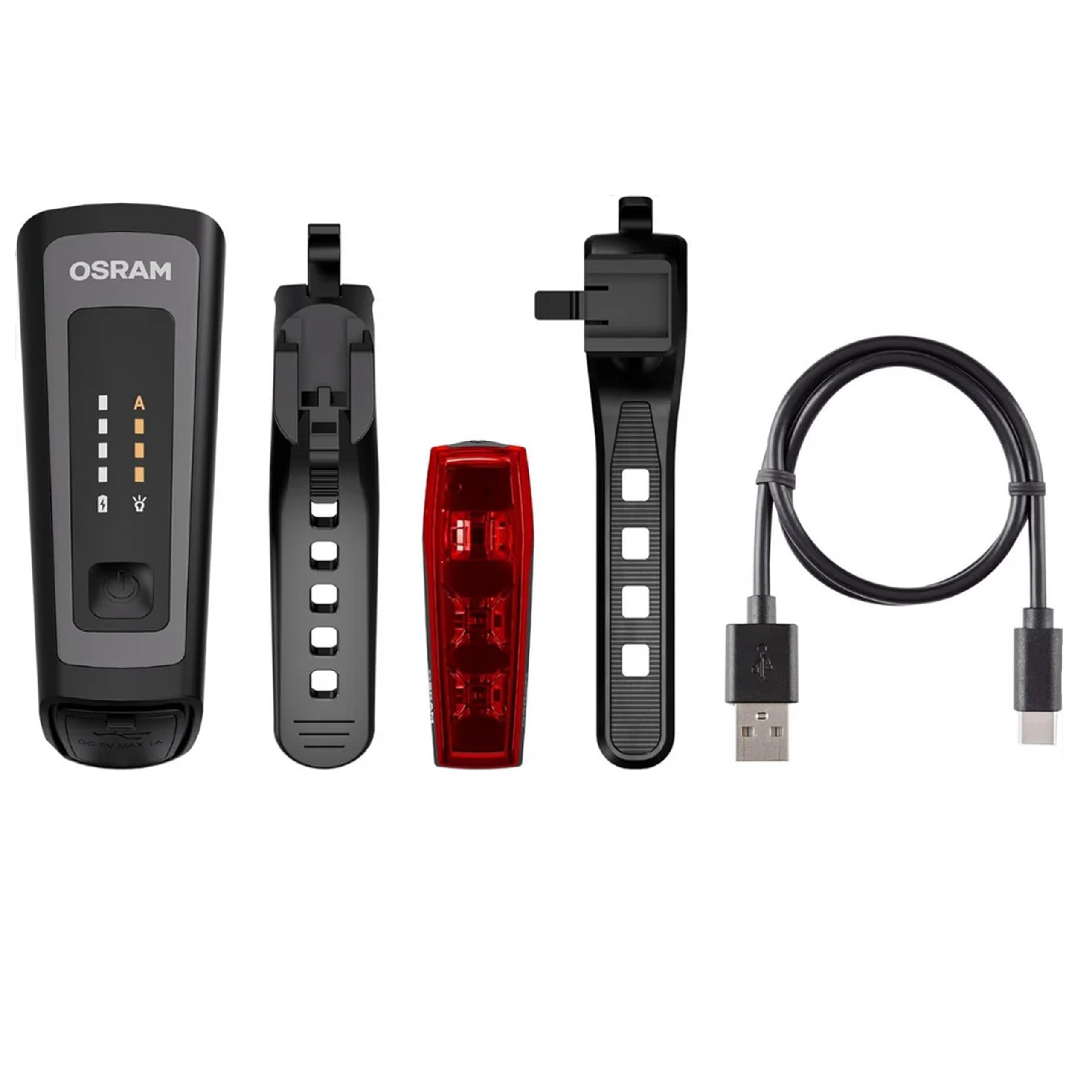 Osram POWERFUL LED Bike Light for Front and Rear LEDs BIKE RACE 100 Set Color black