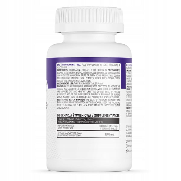OstroViOstroVit Glucosamine 1000 t Glucosamine 128 g Manufacturer code Glucosamine 1000 90tabs GLUKOZAMINA STAWY
