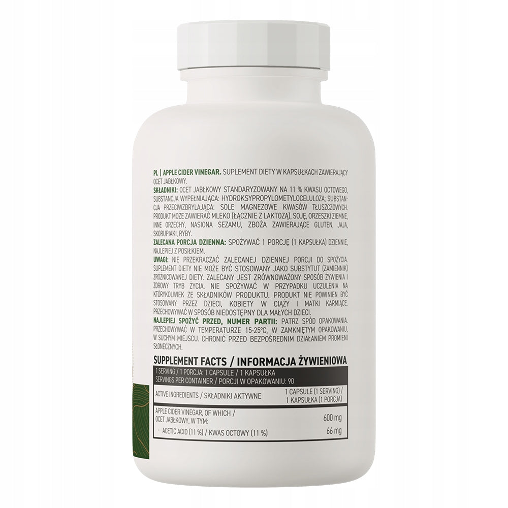 OstroVit Apple Cider Vinegar VEGE 90 kap DIGESTION DIET Apple Cider Acetic Acid Packaging status original