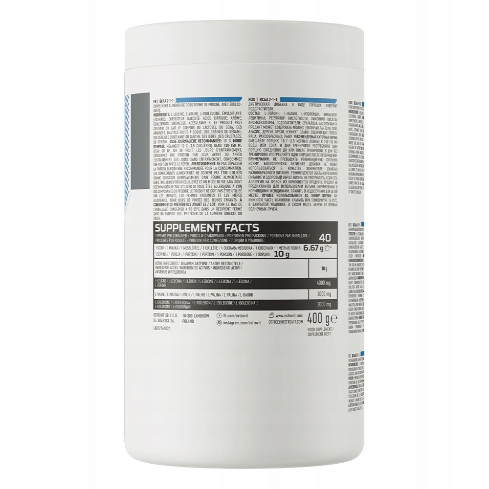 OstroVit BCAA 2-1-1 400 g AMINO ACIDS LEUCINE Protein Synthesis Regeneration Packaging status original