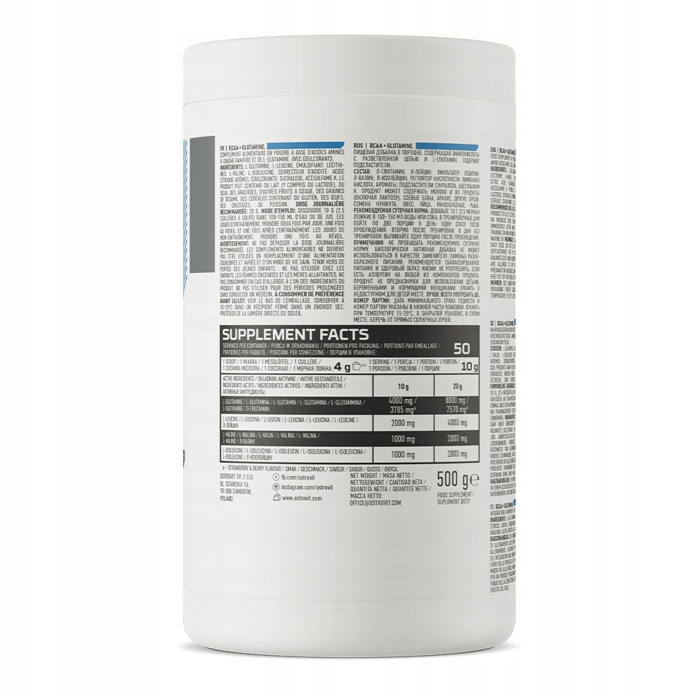 OstroVit BCAA + Glutamine amino acids 500 g GLUTAMINE AMINO Leucine Valine Expiration date at least 1 year from the date of purchase