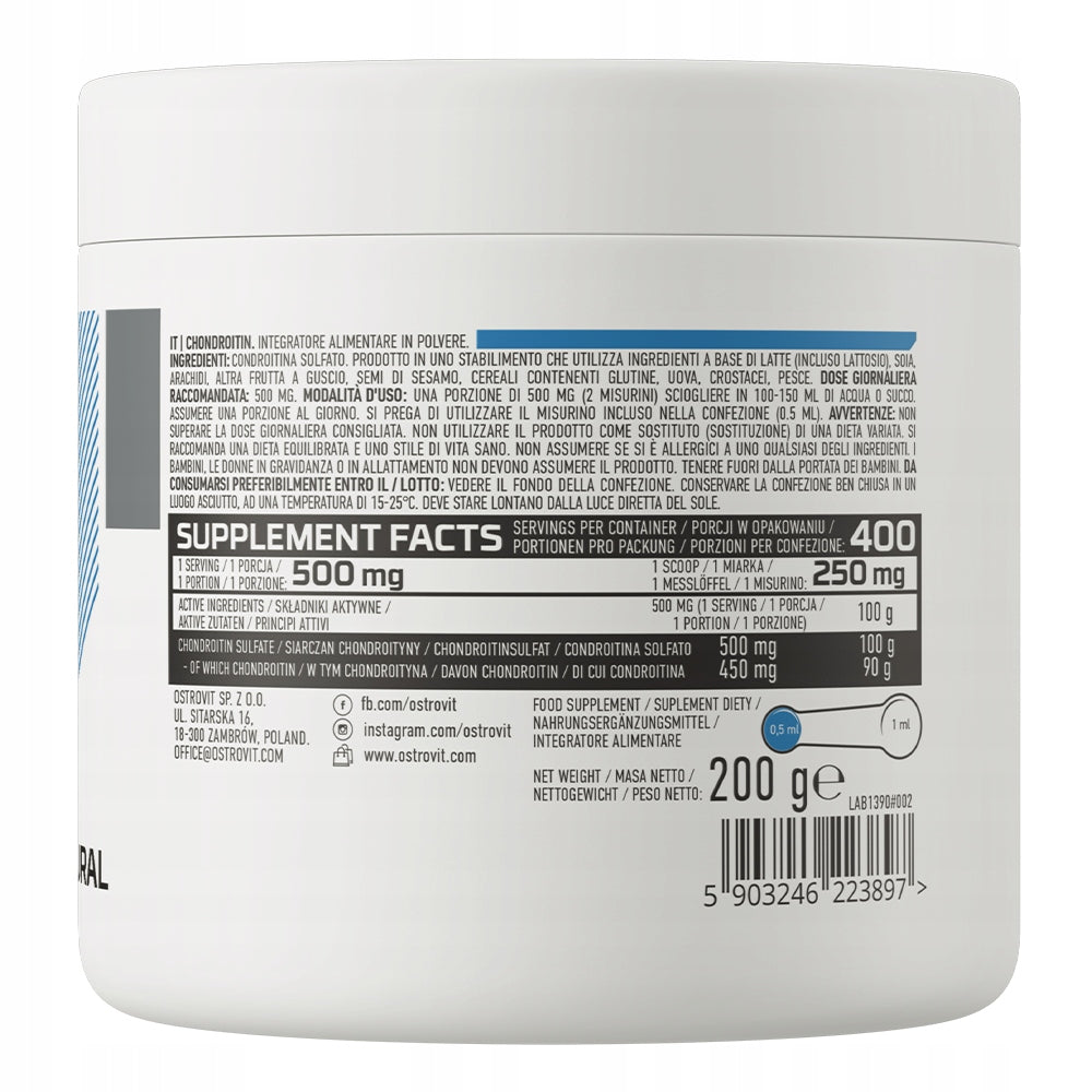 OstroVit Chondroitin 200 g SULPHATE No Additives Pure FOR JOINTS Expiration date at least 1 year from the date of purchase