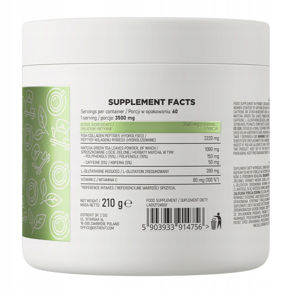 OstroVit Collagen Matcha 210 g VITAMIN C POLYPHENOL COLLAGEN FISH GLUTATHIONE Manufacturer code 5903933914756