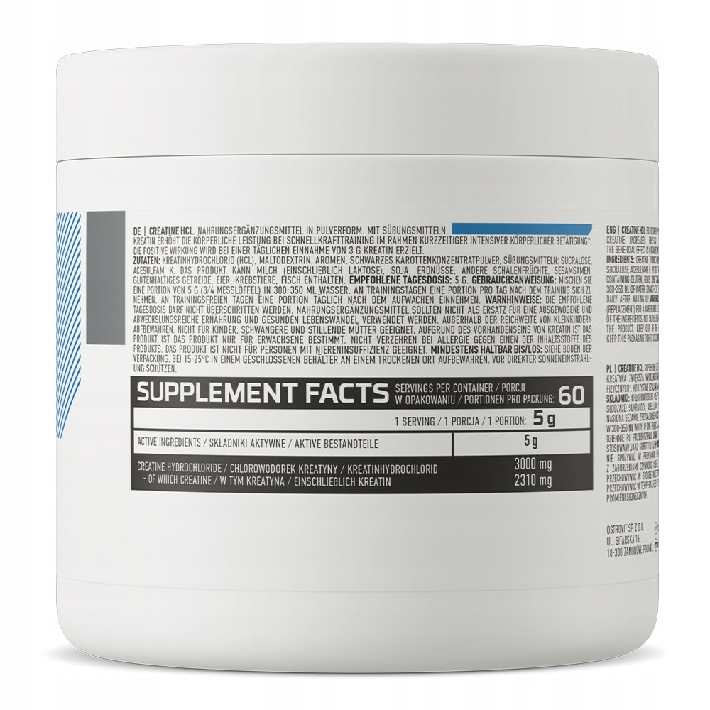 OstroVit Creatine HCl 300 g Creatine Hydrochloride 3000 mg Muscle Mass Expiration date at least 1 year from the date of purchase