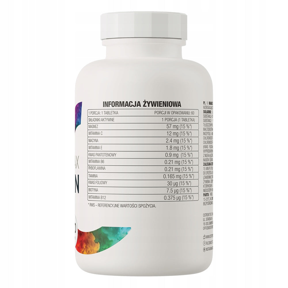 OstroVit Magnesium MAX + Vitamin 60 tabs VITAMIN C + E + B12 BIOTIN NIACIN Packaging status original