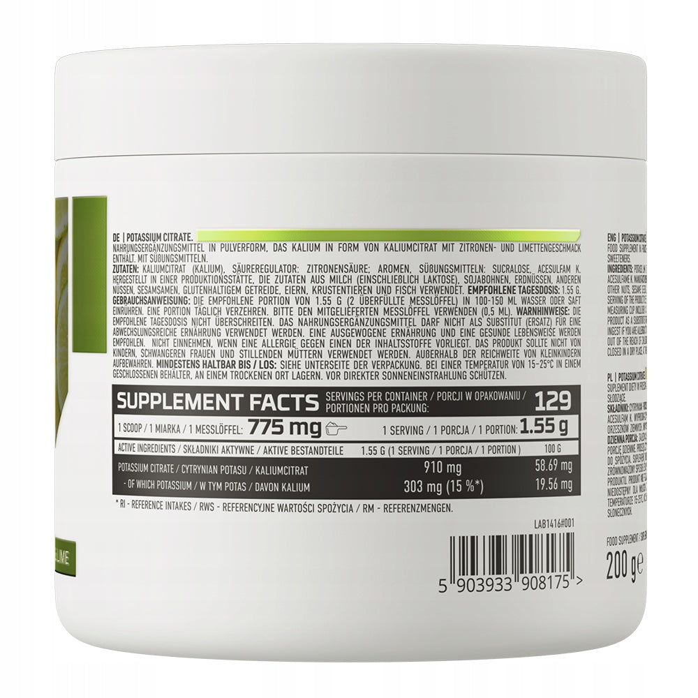 OstroVit Potassium Citrate 910 mg 200 g POTASSIUM Powder PUMP Blood Pressure Manufacturer code 5903933908175
