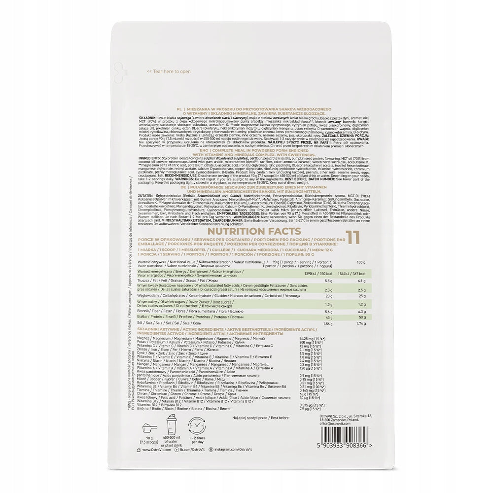 OstroVit Vegan Meal Shake 1000 g SOY PROTEIN + VITAMINS AND MINERALS ISOLATE Packaging status original