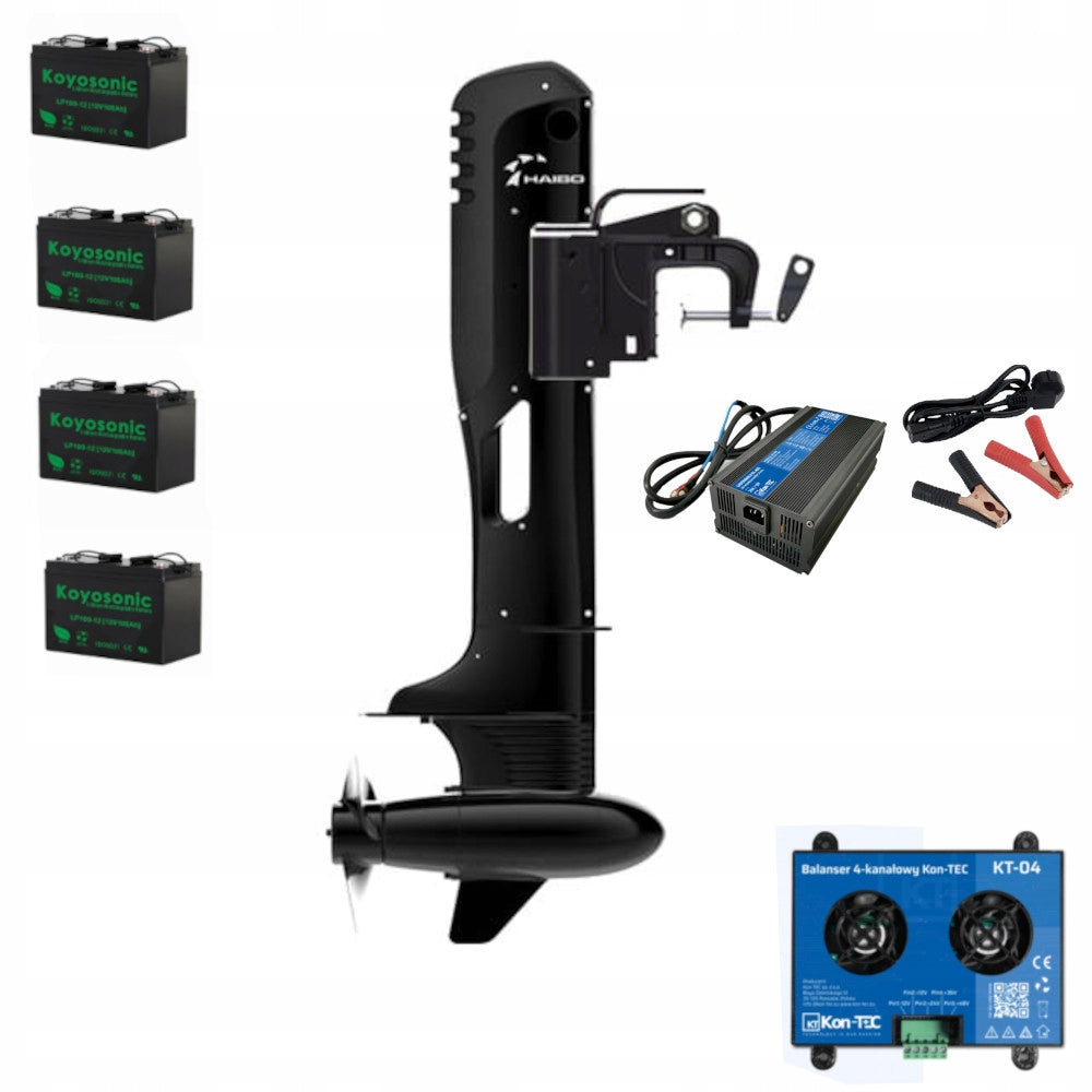 Outboard Electric Motor Kit Haibo R300S LiFePO4 100Ah Batteries