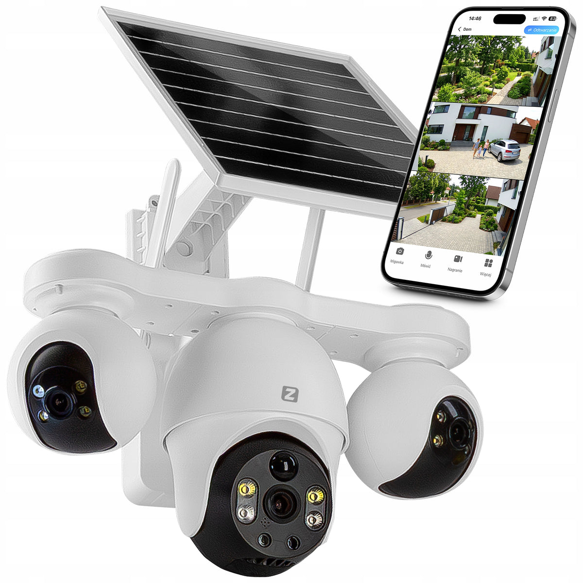 Outdoor Camera SOLAR ROTATING 3 Lenses GSM 4G LTE 6MPx Zintronic
