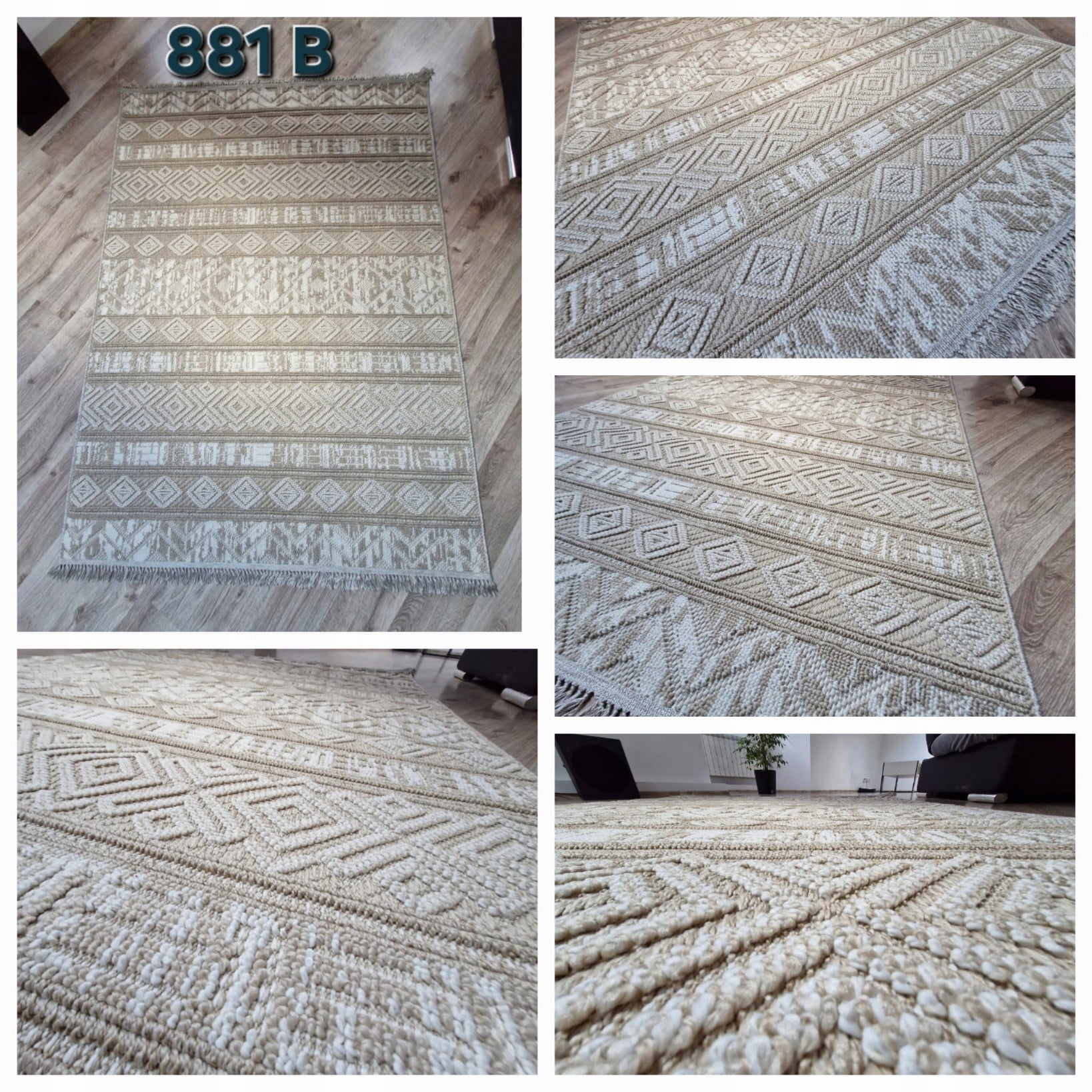 Outdoor Carpet Indoor Terrace Balcony Flat Woven 120x170 cm BOHO Packaging status original