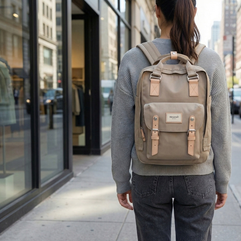 Outdoor City School Backpack Himawari HM188L for Laptop 13,3 14,1 Coffee Brand Himawari