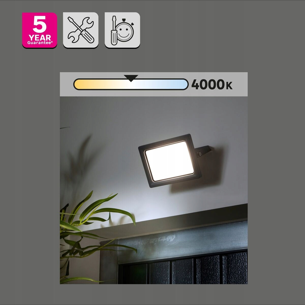 Outdoor Floodlight Yonkers Grey 4050 lm IP65 Inspire Manufacturer code 3276007463927