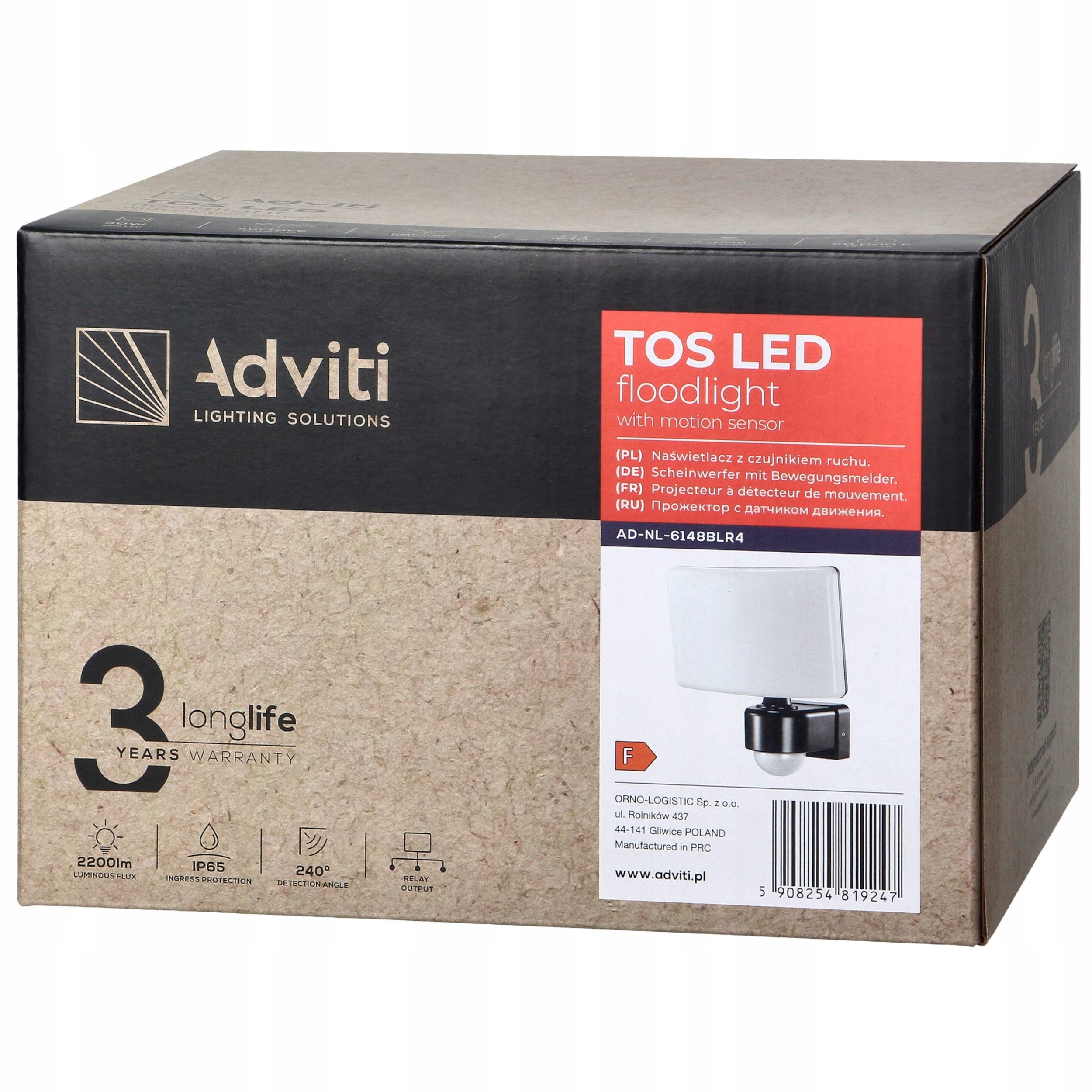 Outdoor LED Lamp 30W Motion and Twilight Sensor Adjustable Halogen Black Packaging status original