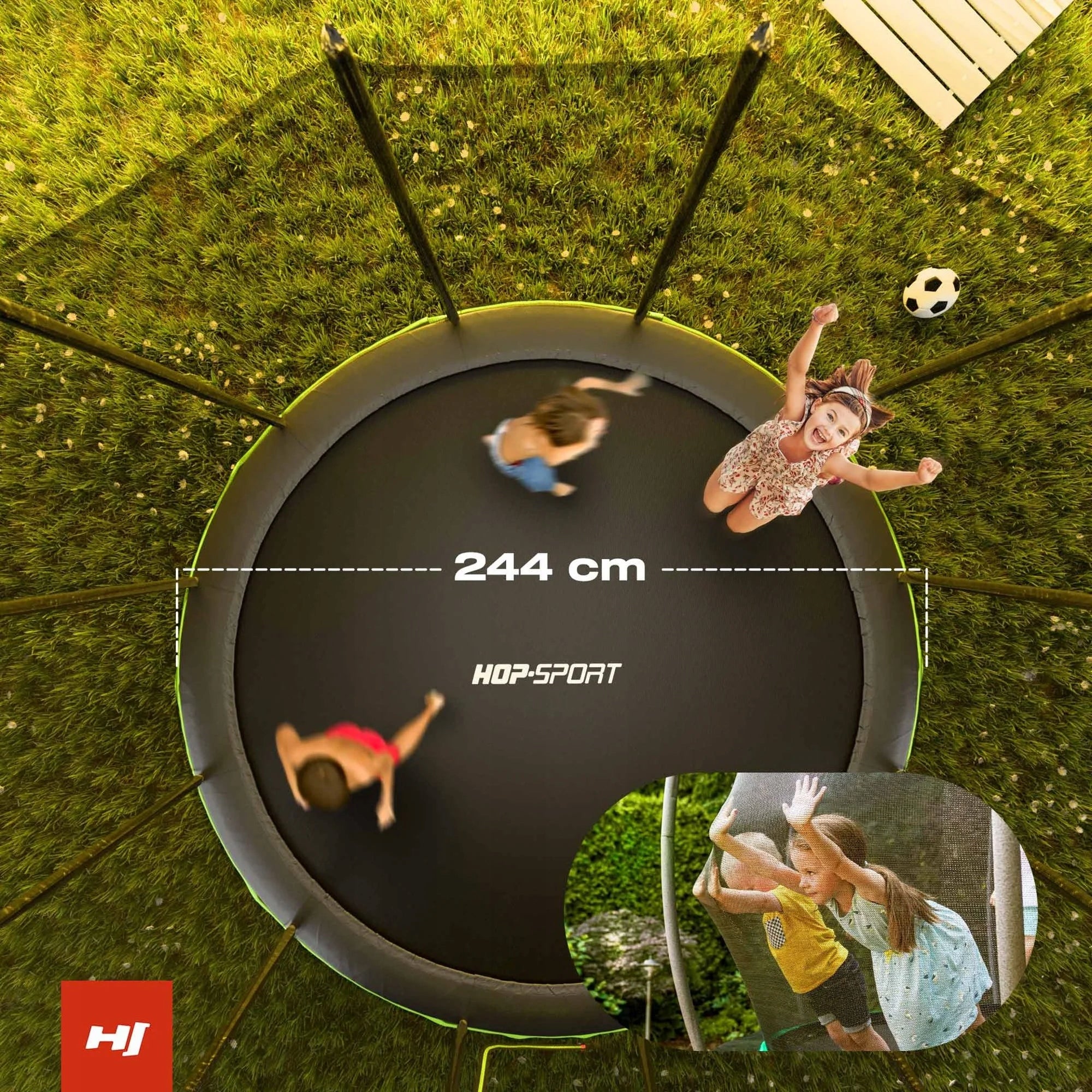 Outdoor Mesh Trampoline 8ft 244cm Garden Large Strong For Kids Kind with net