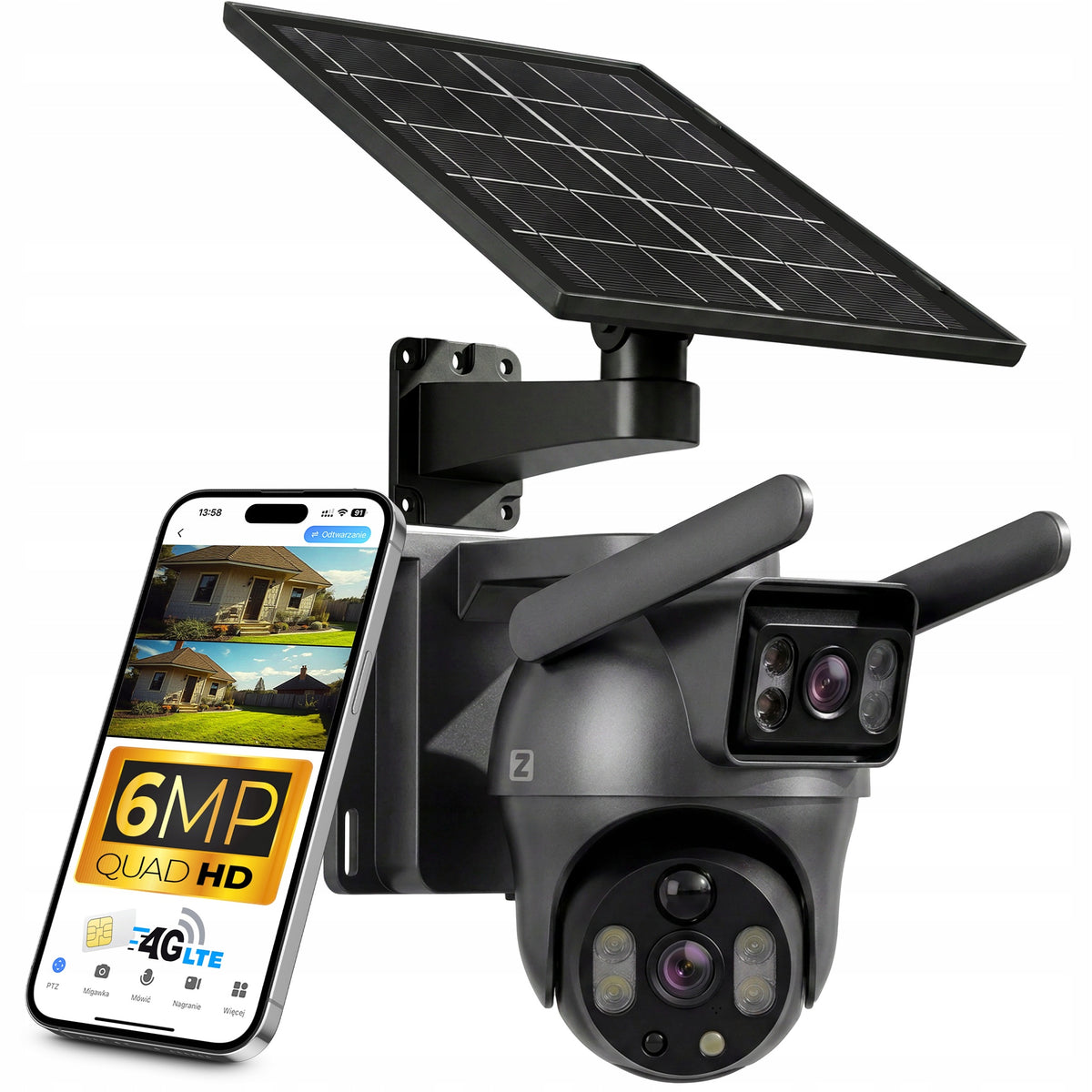 Outdoor Solar Camera Zintronic V33 DARK 4G LTE AOV 6MPx GREY