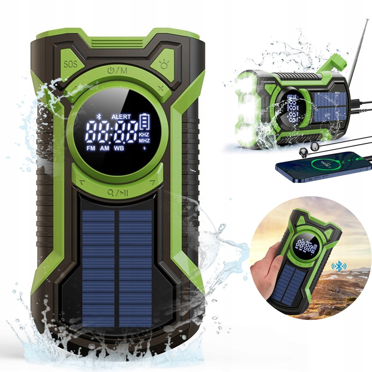 Outdoor Solar Radio 5000mAh Bluetooth USB IPX5 SOS Solar Charging Brand no brand