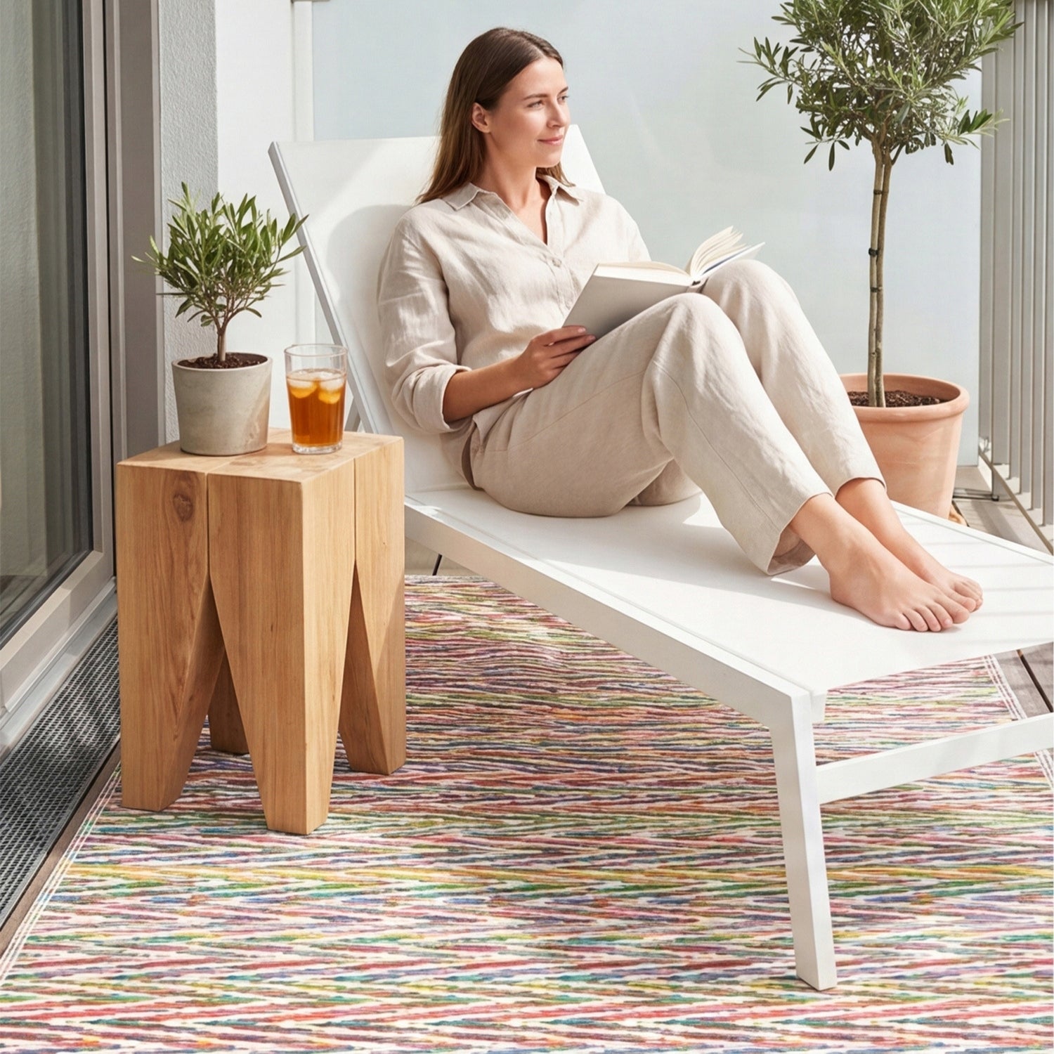 Outdoor Terrace Rug 150x200 Large Waterproof For Balcony Double Sided Length 200 cm