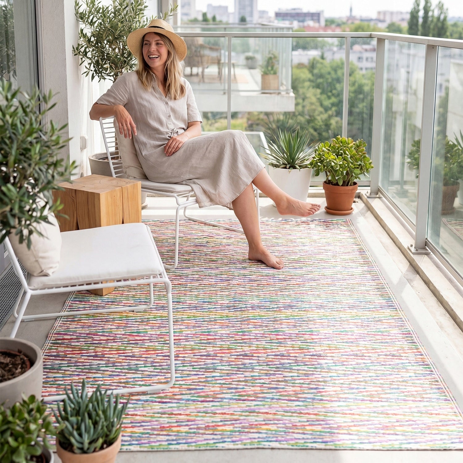 Outdoor Terrace Rug 150x200 Large Waterproof For Balcony Double Sided Packaging status original