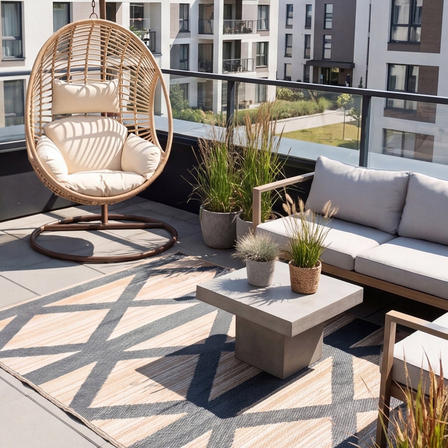 Outdoor Terrace Rug 150x200cm Waterproof Large for Balcony Double Sided Length 200 cm