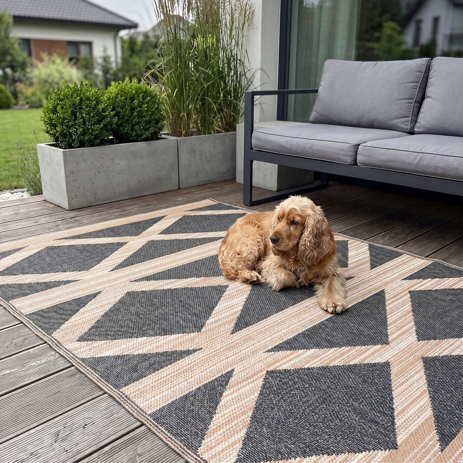 Outdoor Terrace Rug 150x200cm Waterproof Large for Balcony Double Sided Manufacturer code EF0594