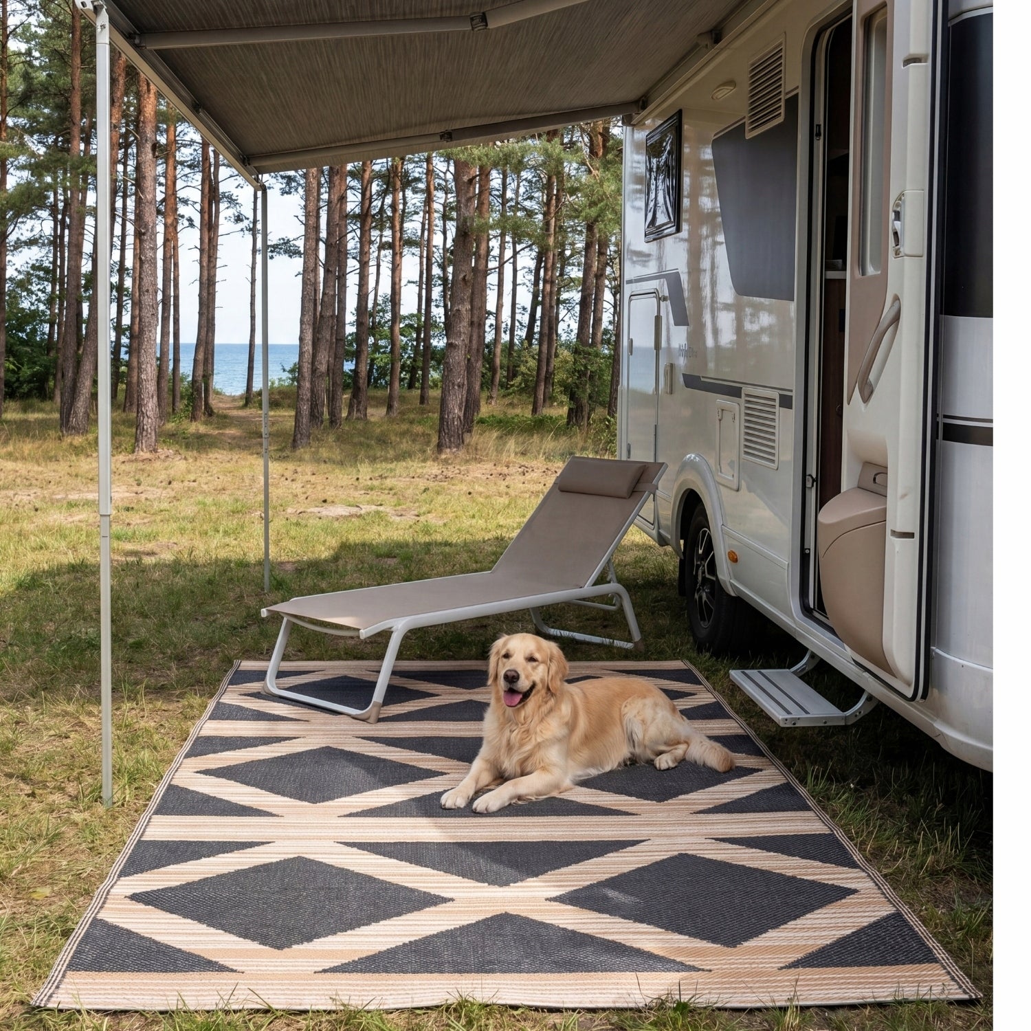 Outdoor Terrace Rug 150x200cm Waterproof Large for Balcony Double Sided Product width 150 cm