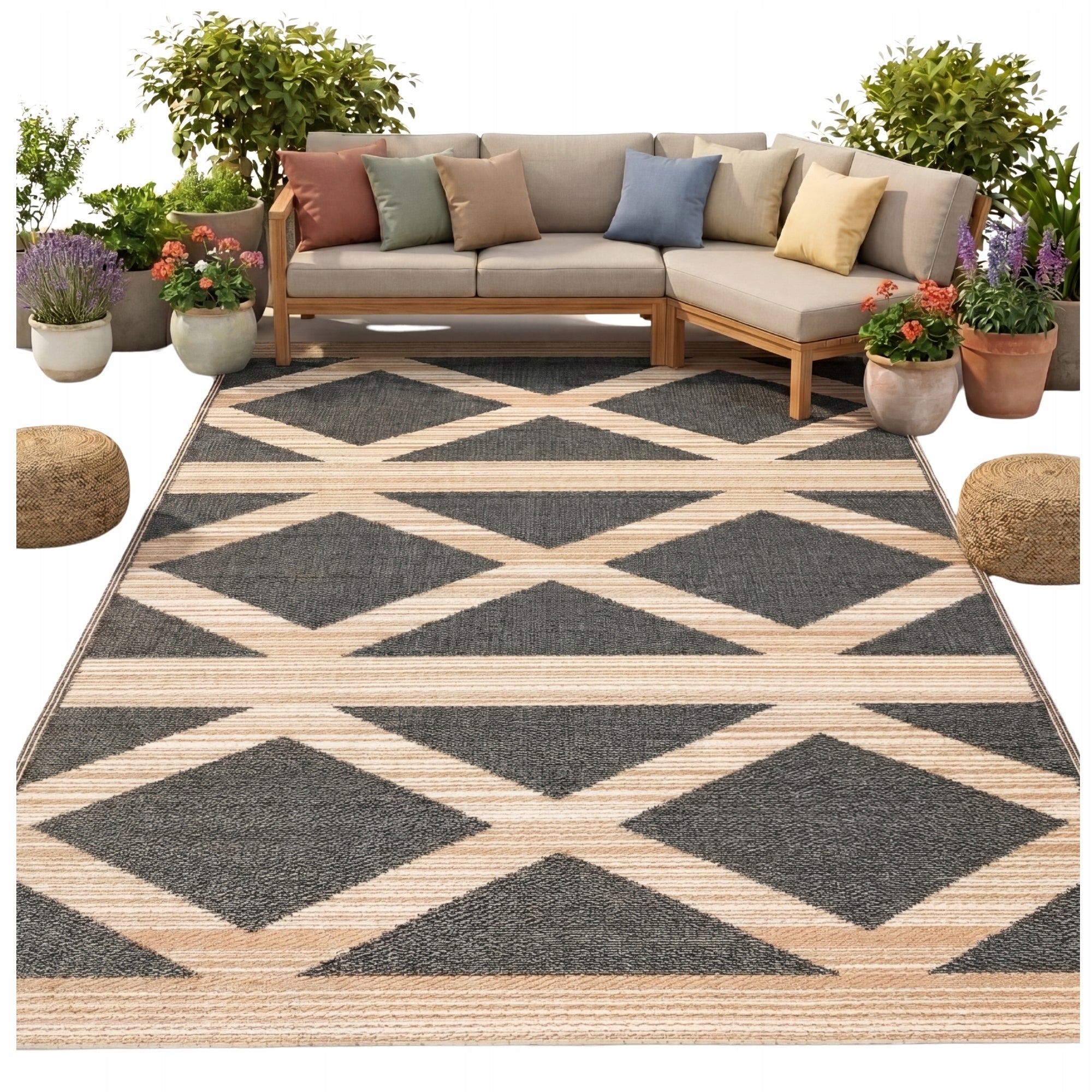 Outdoor Terrace Rug 150x200cm Waterproof Large for Balcony Double Sided
