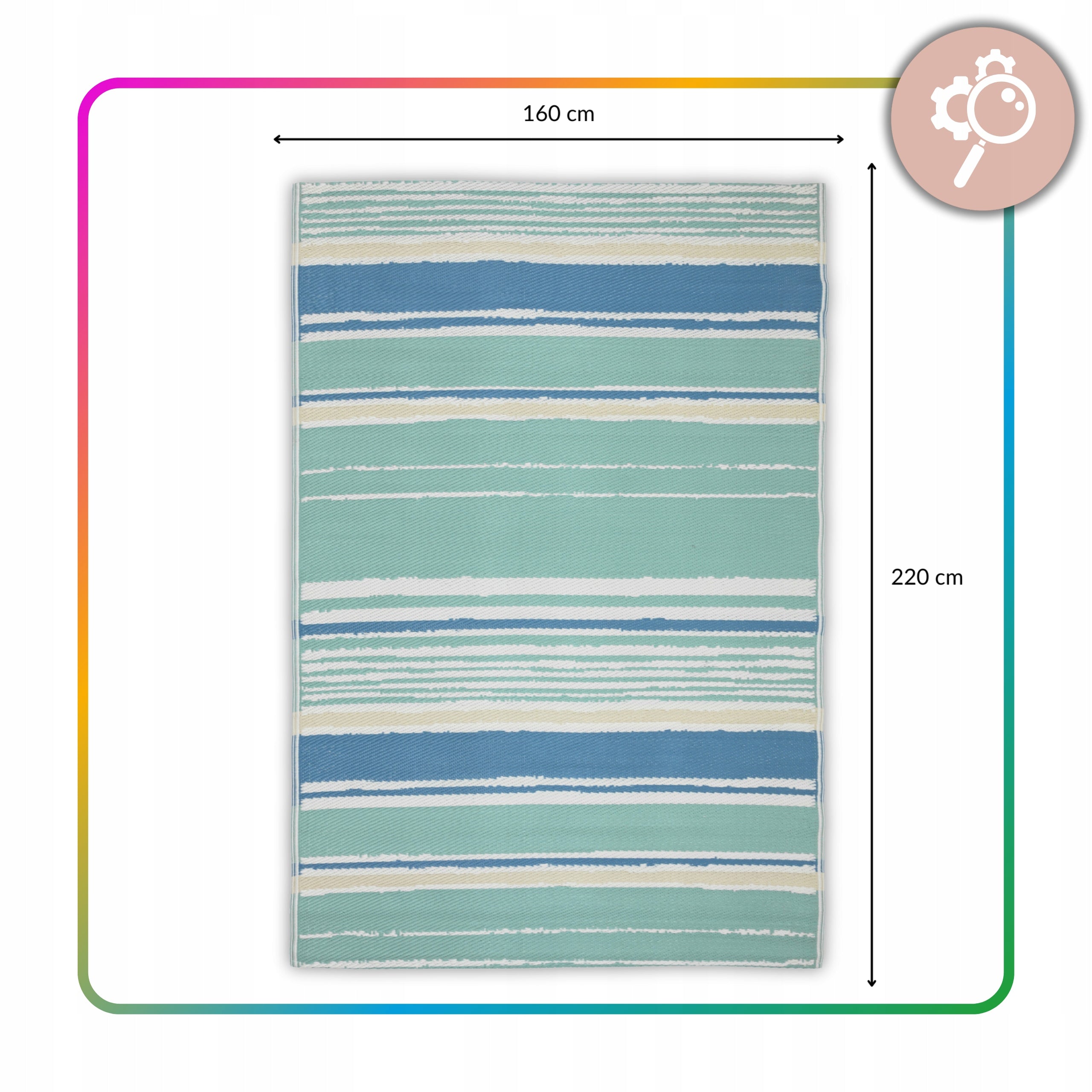 Outdoor Terrace Rug 160x220 for Terrace Balcony Waterproof Garden Length 220 cm