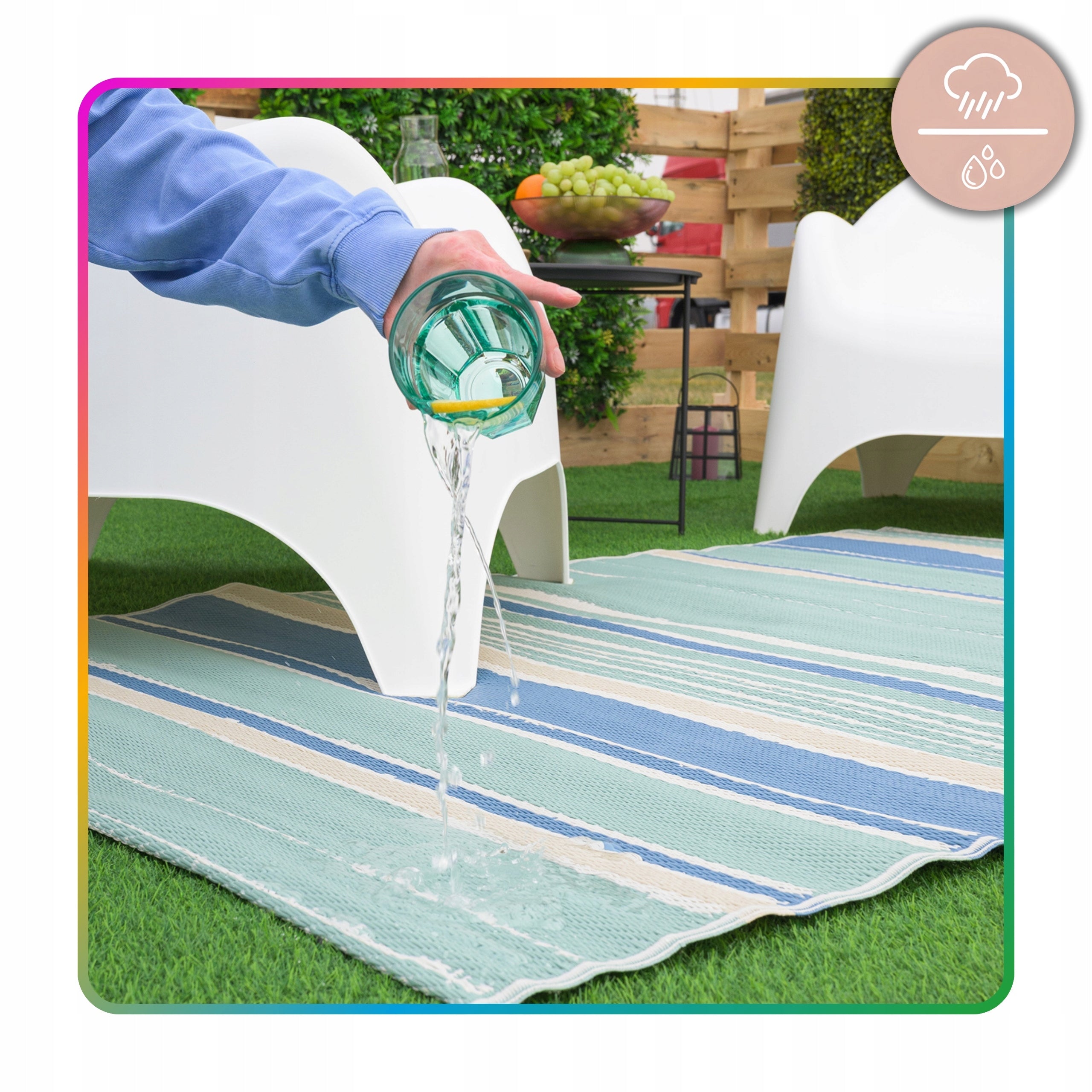 Outdoor Terrace Rug 160x220 for Terrace Balcony Waterproof Garden Thickness 5 mm