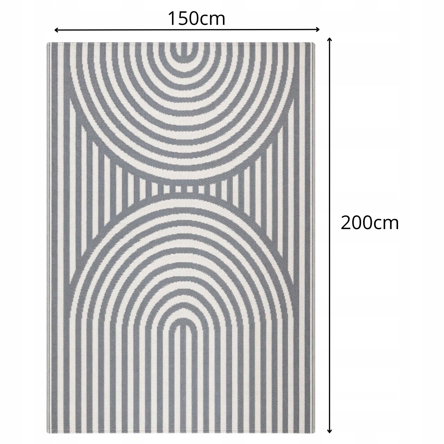 Outdoor Terrace Rug Waterproof 150x200cm Grey for Balcony Double Sided Brand e-floor