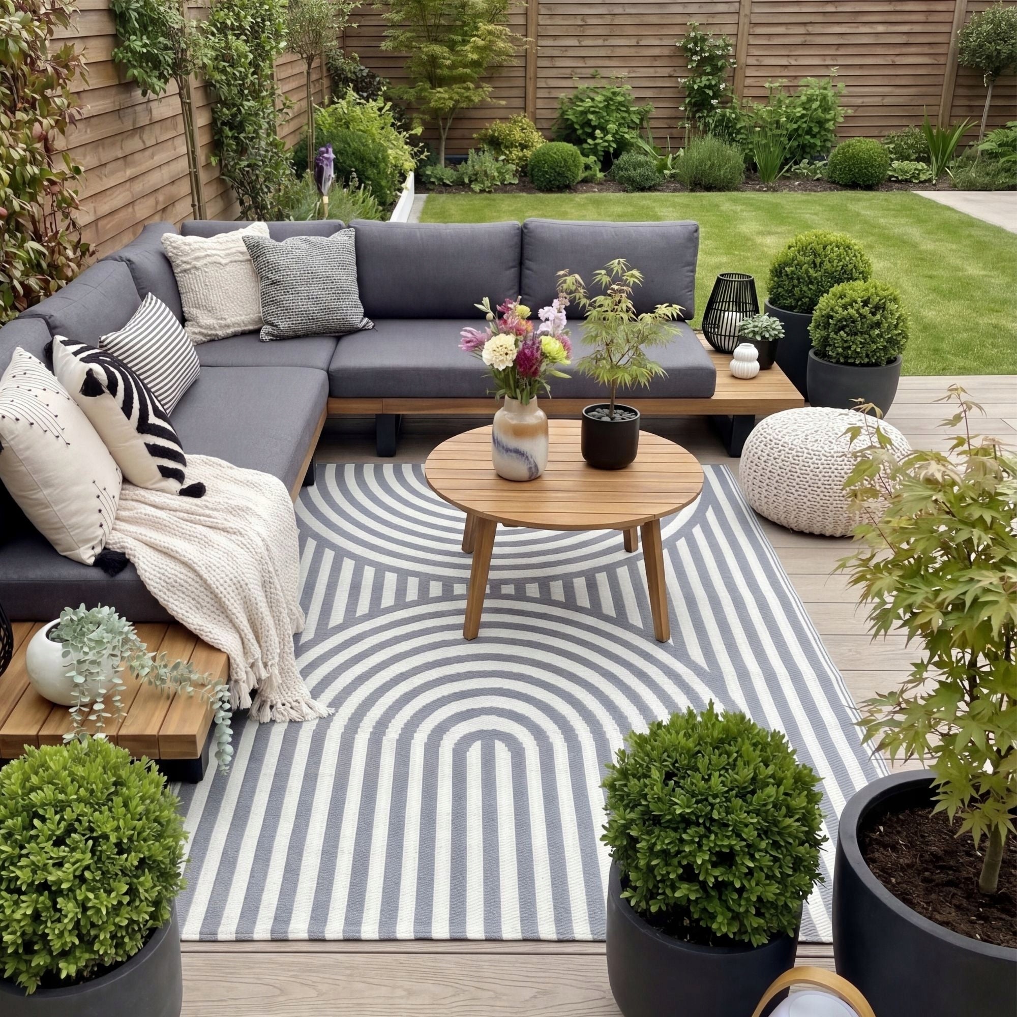 Outdoor Terrace Rug Waterproof 150x200cm Grey for Balcony Double Sided Manufacturer code EF0595