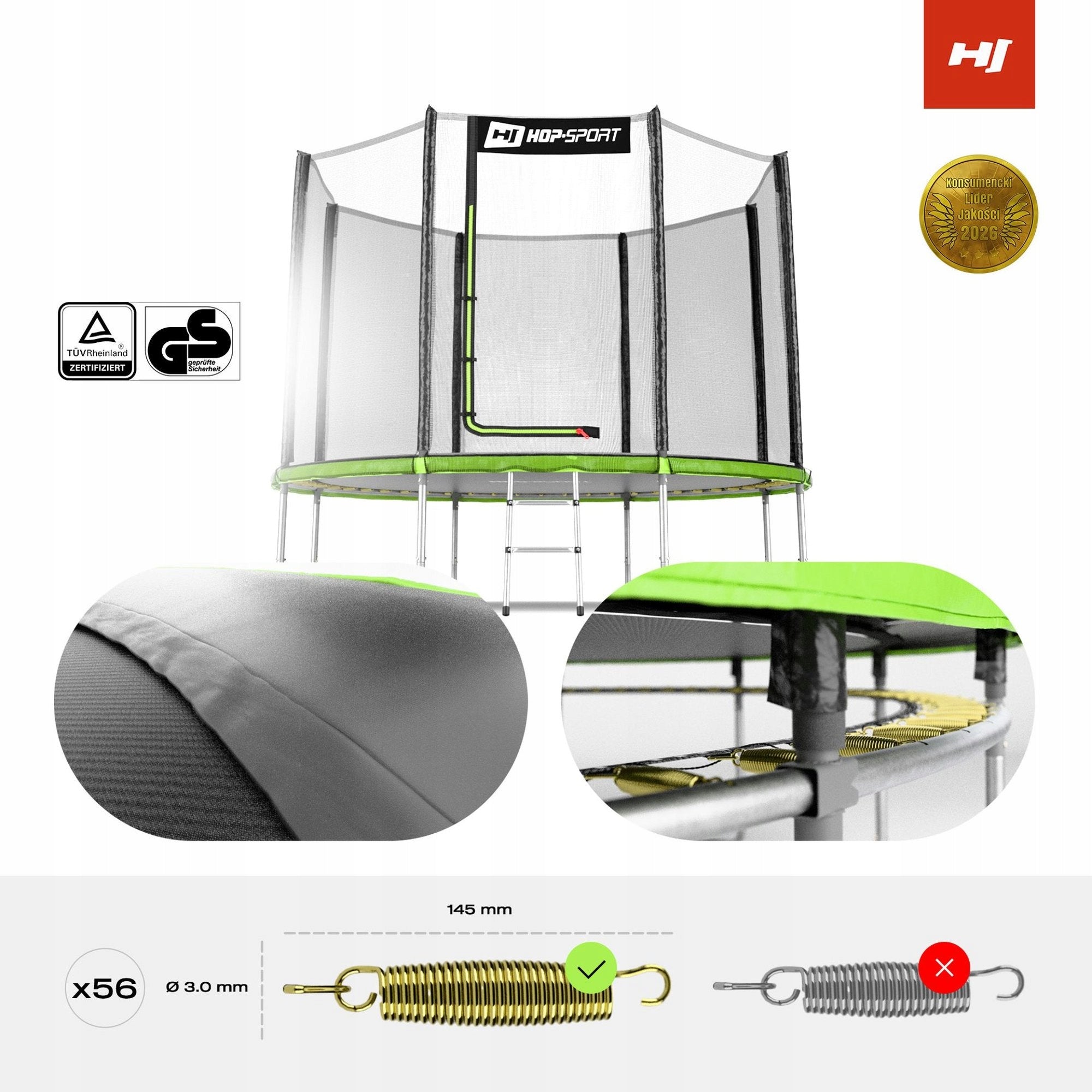 Outdoor Trampoline 305cm Garden 10ft With Mesh Large Ladder For Kids Brand Hop-Sport
