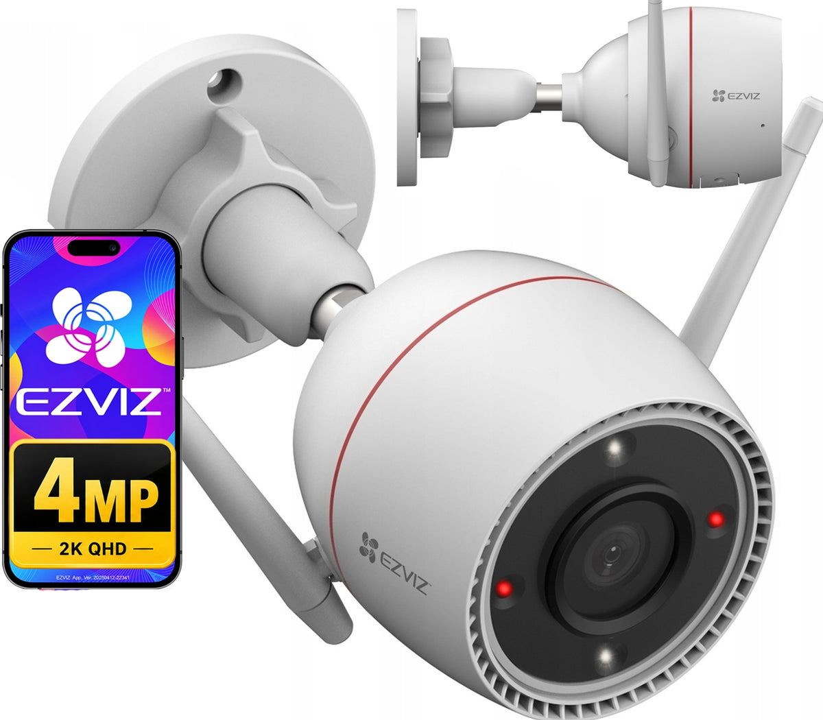 Outdoor WiFi Camera 4Mpx EZVIZ H3c 4MP Color 24/7 Detection Deterrence