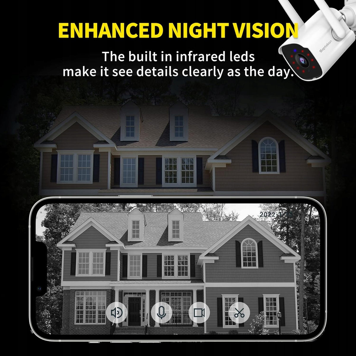 Outdoor camera Septekon P30i WiFi 2K IP66 AI night monitoring Brand no brand