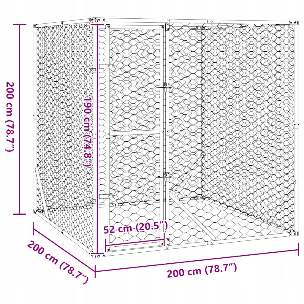 Outdoor playpen for dog, 2x2x2 m, galvanized steel Material of manufacture metal