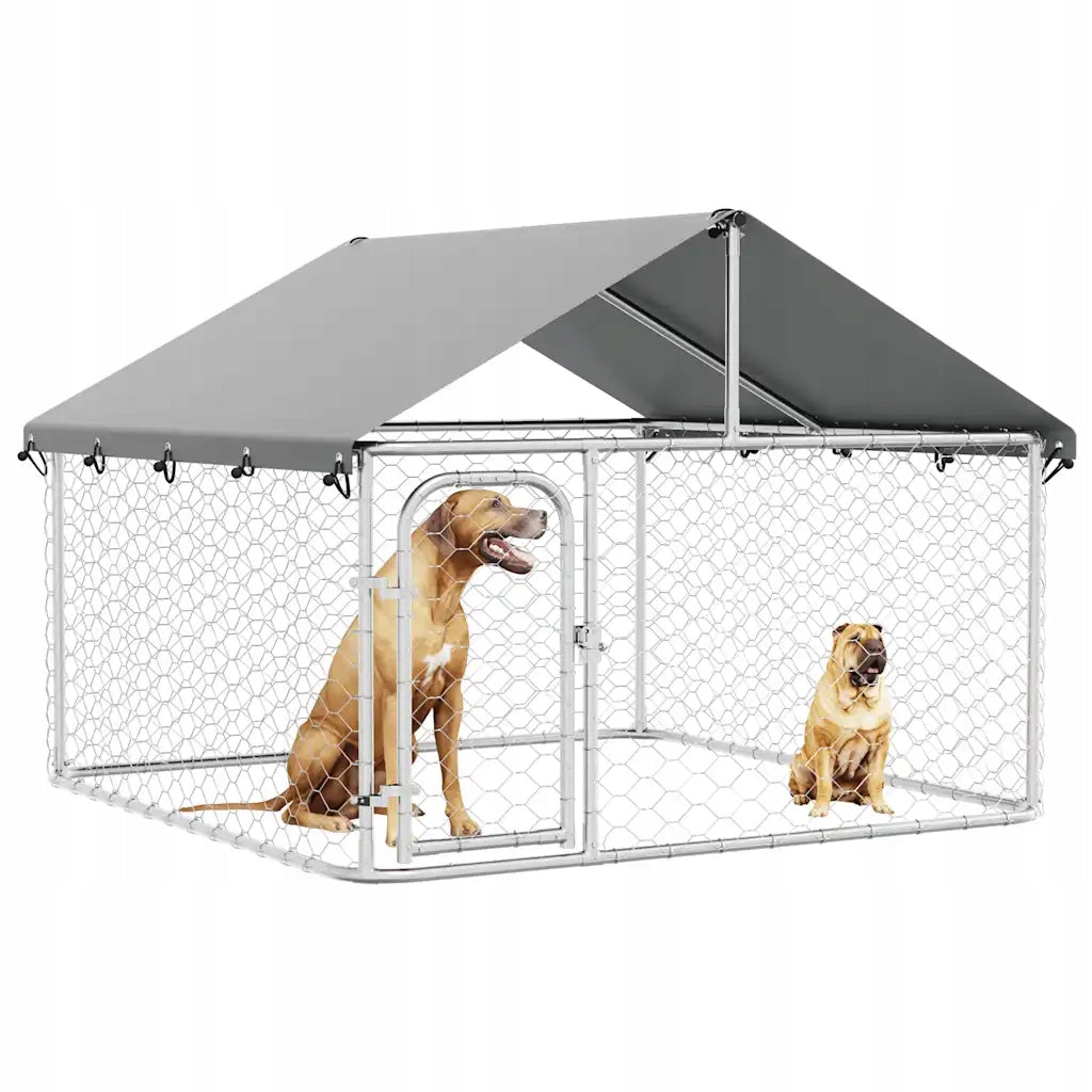 Outdoor playpen for dog with roof, galvanized steel, 200x200x150 cm Kind playpen