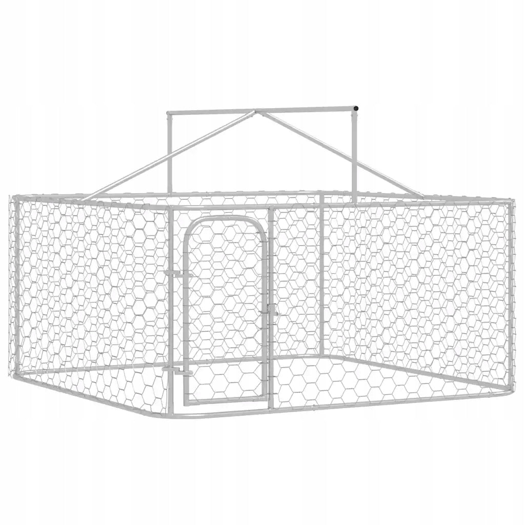 Outdoor playpen for dog with roof, galvanized steel, 200x200x150 cm Product width 12 cm