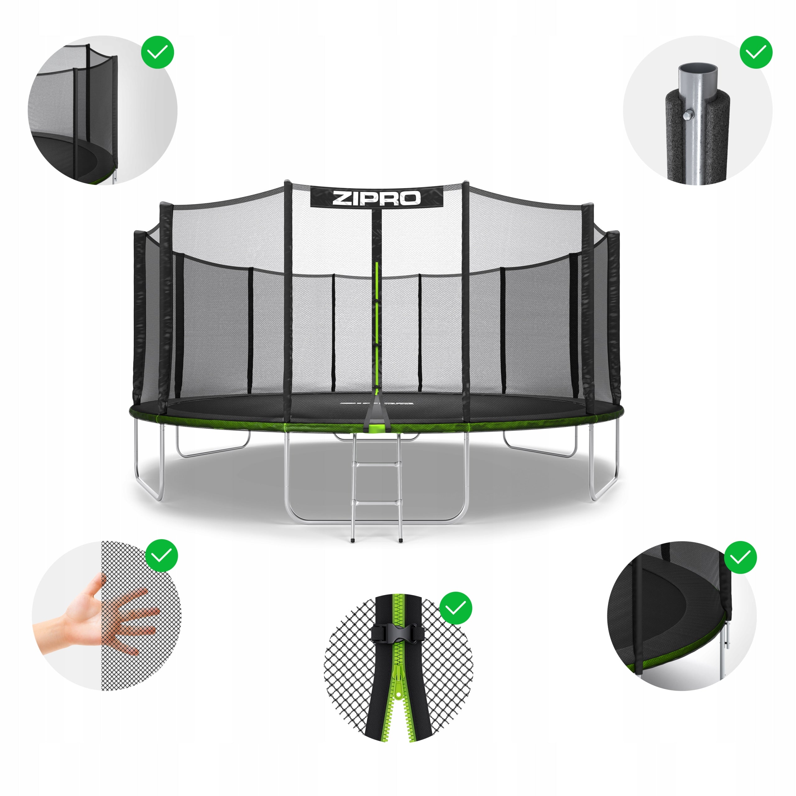 Outdoor trampoline with net for children 16FT 496cm Zipro Total height 260 cm