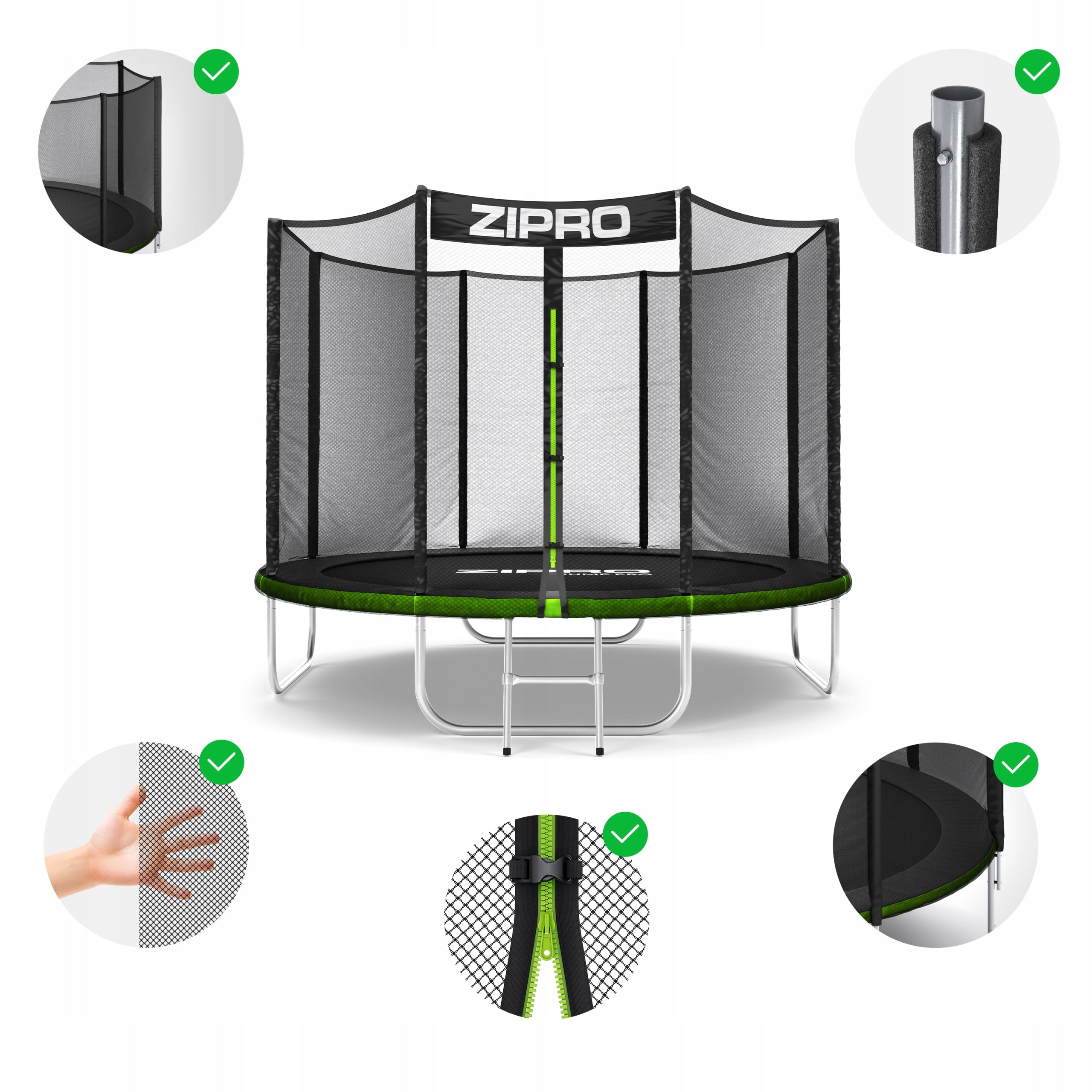 Outdoor trampoline with net for children 8FT 252cm - Zipro Total height 199 cm