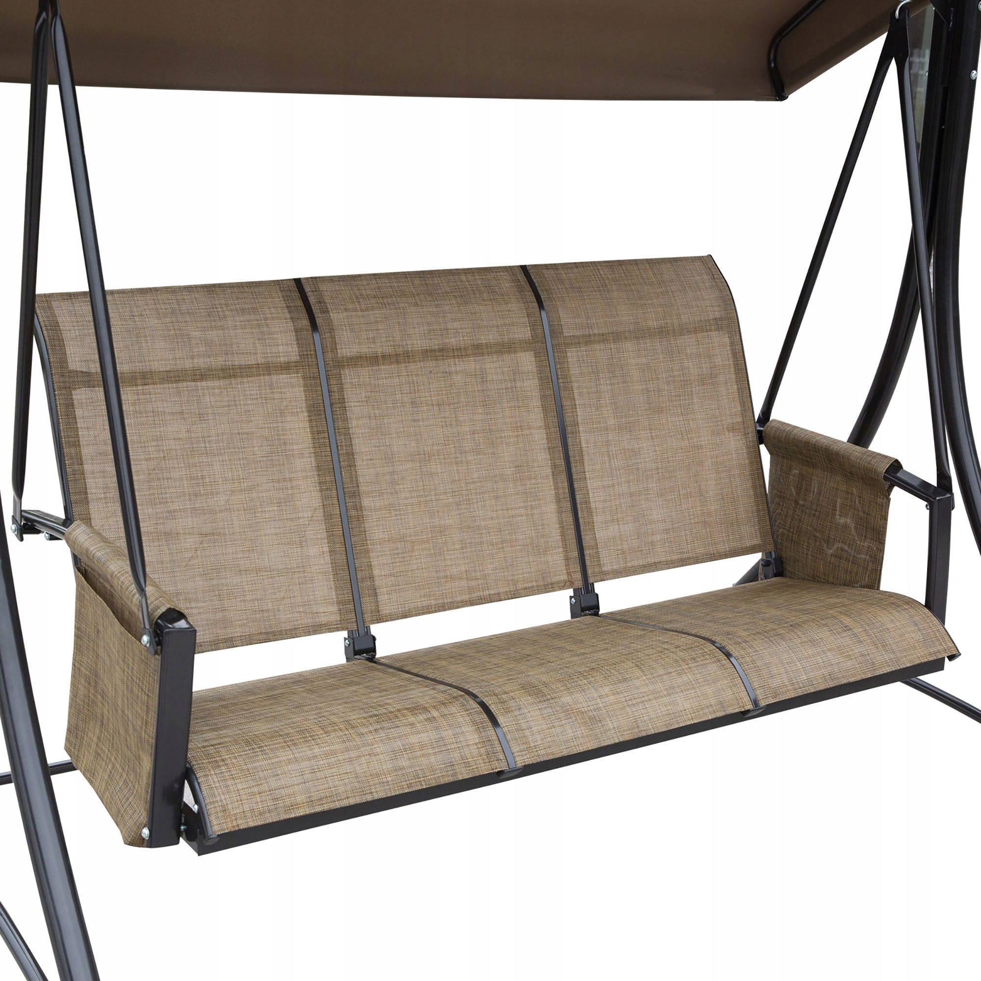 Outsunny 3-Person Garden Swing with Adjustable Canopy Brown Color brown