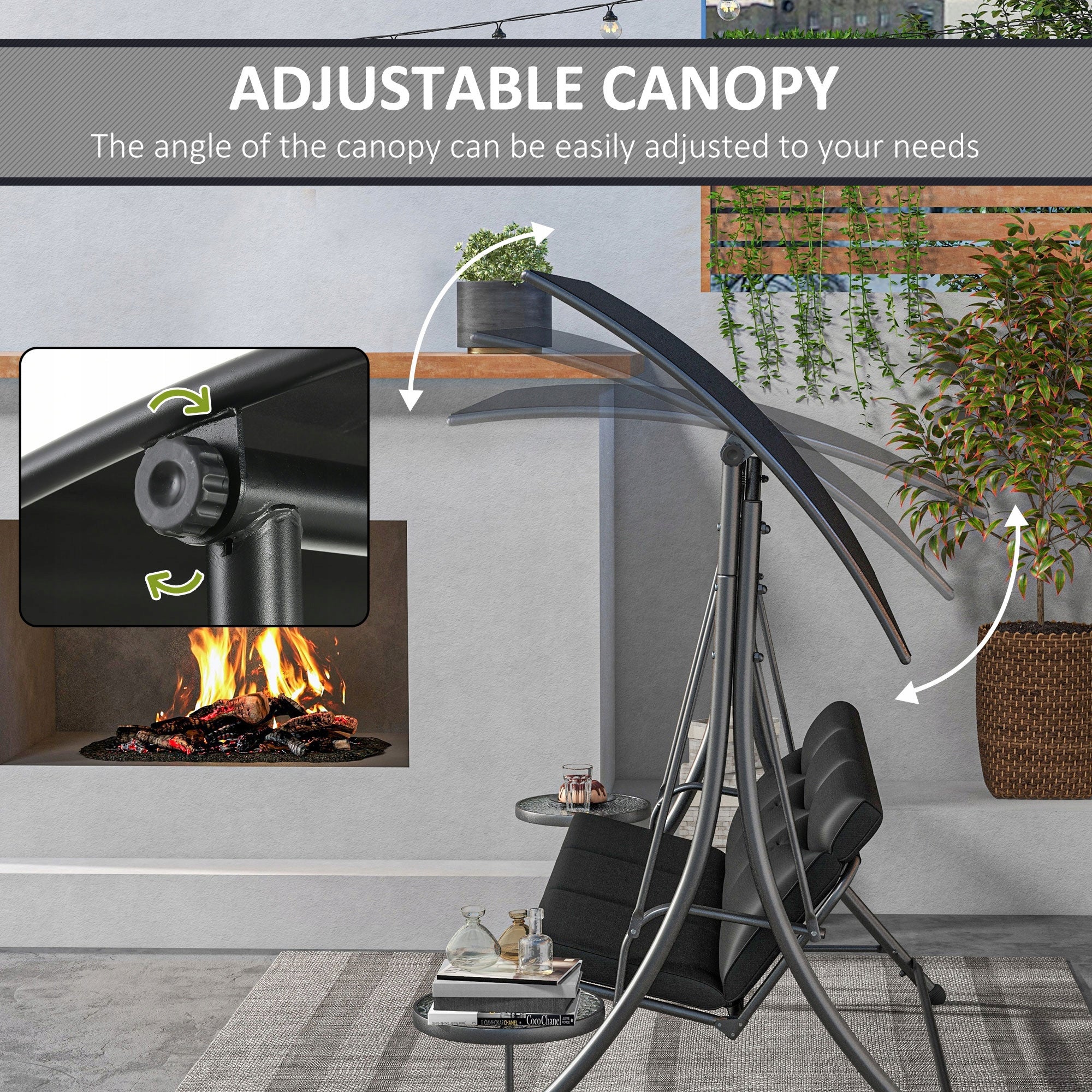 Outsunny 3-seater garden swing with visor and table Manufacturer code Outsunny